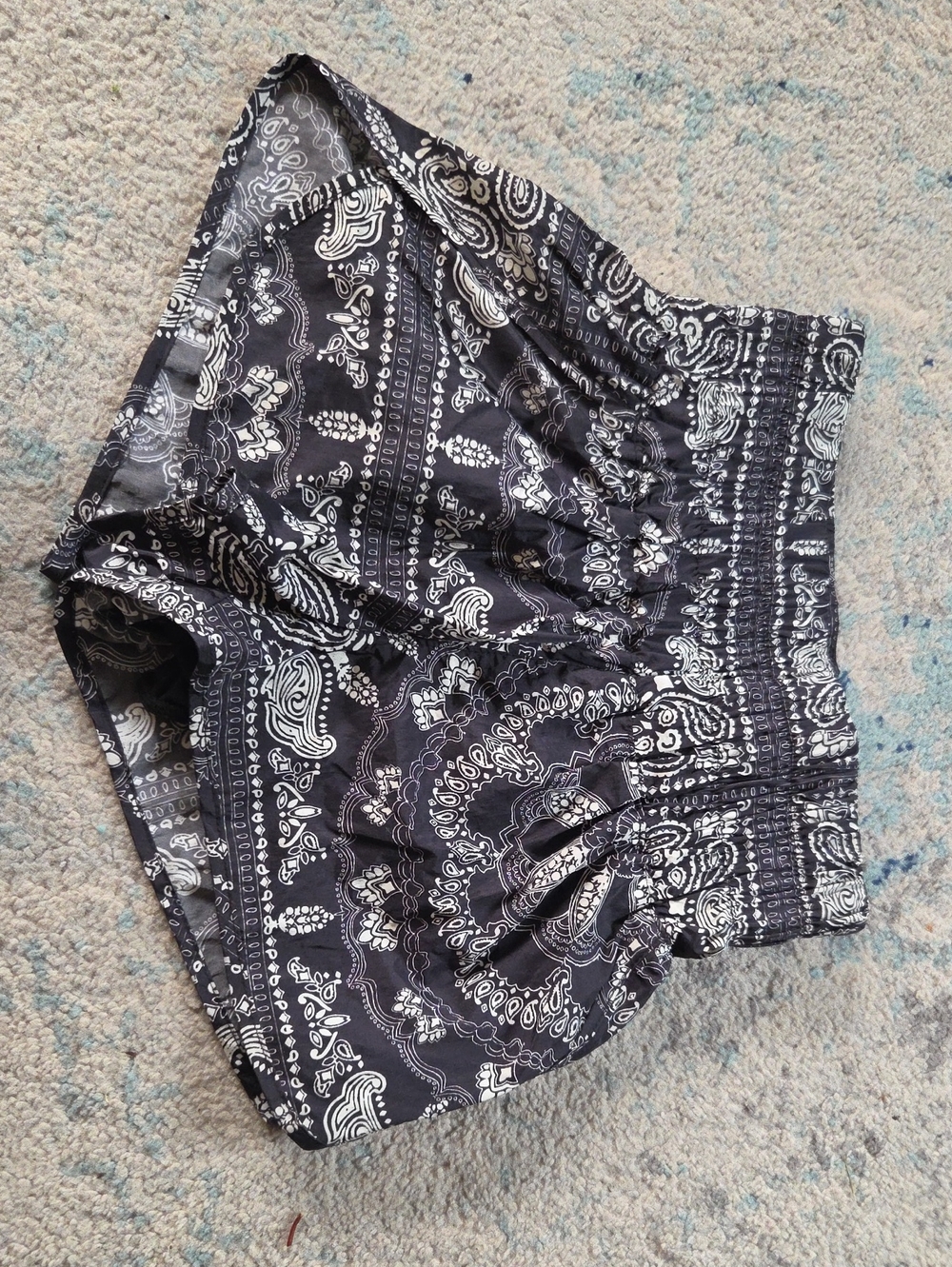 Free People Black and White Paisley Athletic Shorts
